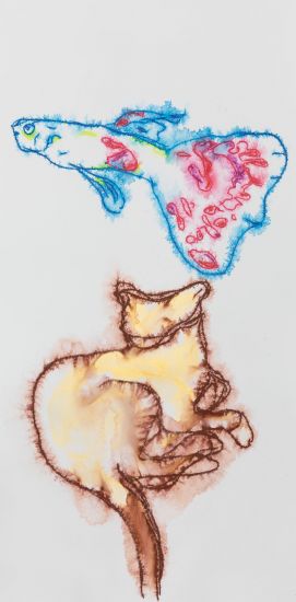 Pesci - Santiago Miranda, Porta dei pesci sognati (Stipite destro), 2018, tecnica mista su carta, cm 100x50
ph. Henrik Blomqvist
