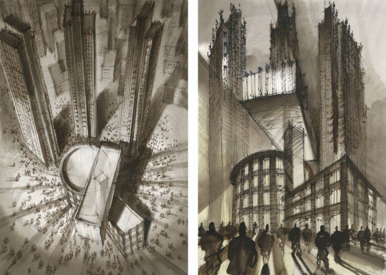 Den-City Urban Landscape - Sergei Tchoban, Museum in the Bread Factory, 2017, inchiostro e matite su carta, cm 57x80