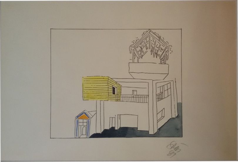 Ettore Sottsass Jr - Studio per una casa a maui, 1988, cm 48x21, litografia