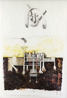 Una festa per l’architettura: modelli, pensieri e disegni - Gaetano Pesce, Una casa per Elisabeth, 1986 inchiostro su carta da lucido, 123 x 227 cm