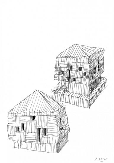 Baracche e baracchette - Studio per baracche, disegno 21, matita su carta, 18.8x25.5 cm, 2014
Disponibile