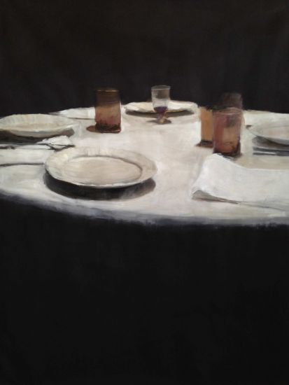 Elena Carozzi - Elena Carozzi, ''Tavola apparecchiata'', 2015, olio su tela, cm. 127 x 95