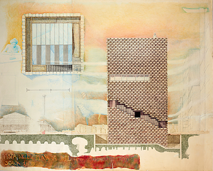 Una festa per l’architettura: modelli, pensieri e disegni - Gaetano Pesce, Vertical loft, 1982, matite e pastelli multicolore su carta, 148 x 188 cm