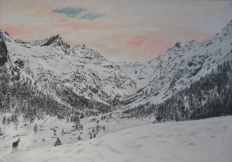 Paesaggi Italiani - Valsavarache, pastello morbido su foglio plastificato opalino, 35x50 cm