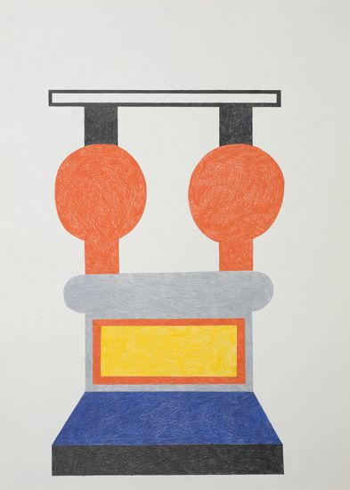 Costruzioni - Nathalie Du Pasquier, Untitled, 2018, matite colorate su carta, cm 50x70