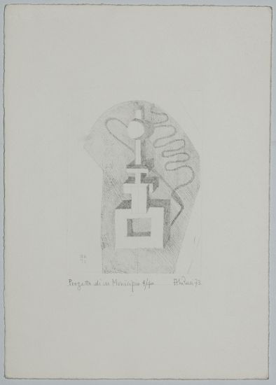 Aldo Rossi - Progetto Municipio, 1973, incisione 4/40, 35.5x25.5 cm