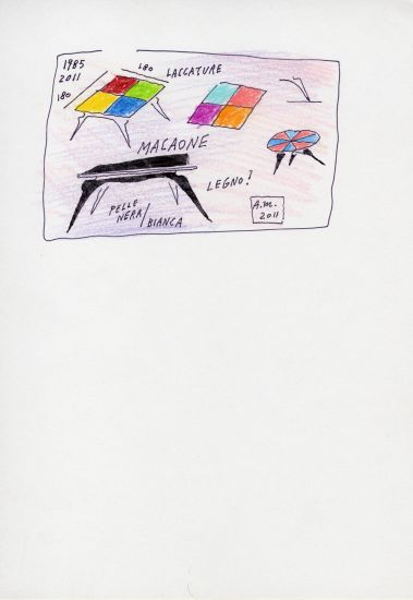Alessandro Mendini - Macaone, Zabro-Zanotta 1985-2011, matita colorata e pennarello, cm 29.7x21 cm